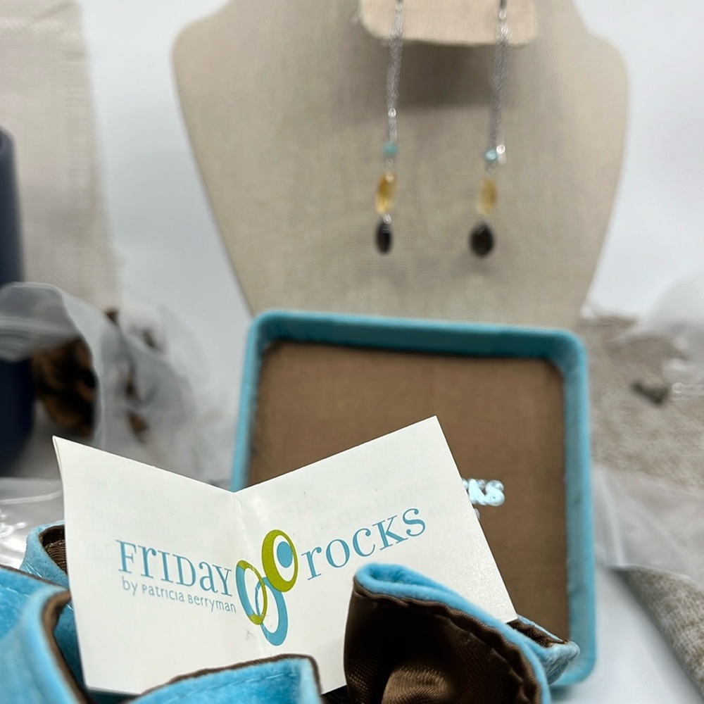 🌈 Rare Find Friday Rocks QVC Sterling Silver Gemstone Threader Earrings - Picture 4 of 12